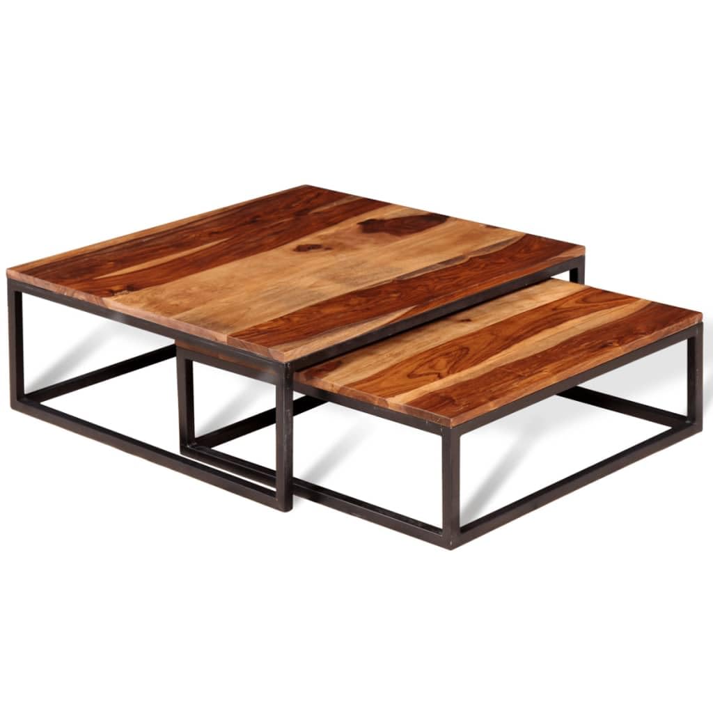 Solid Sheesham Wood Nesting Coffee Table Set V9100