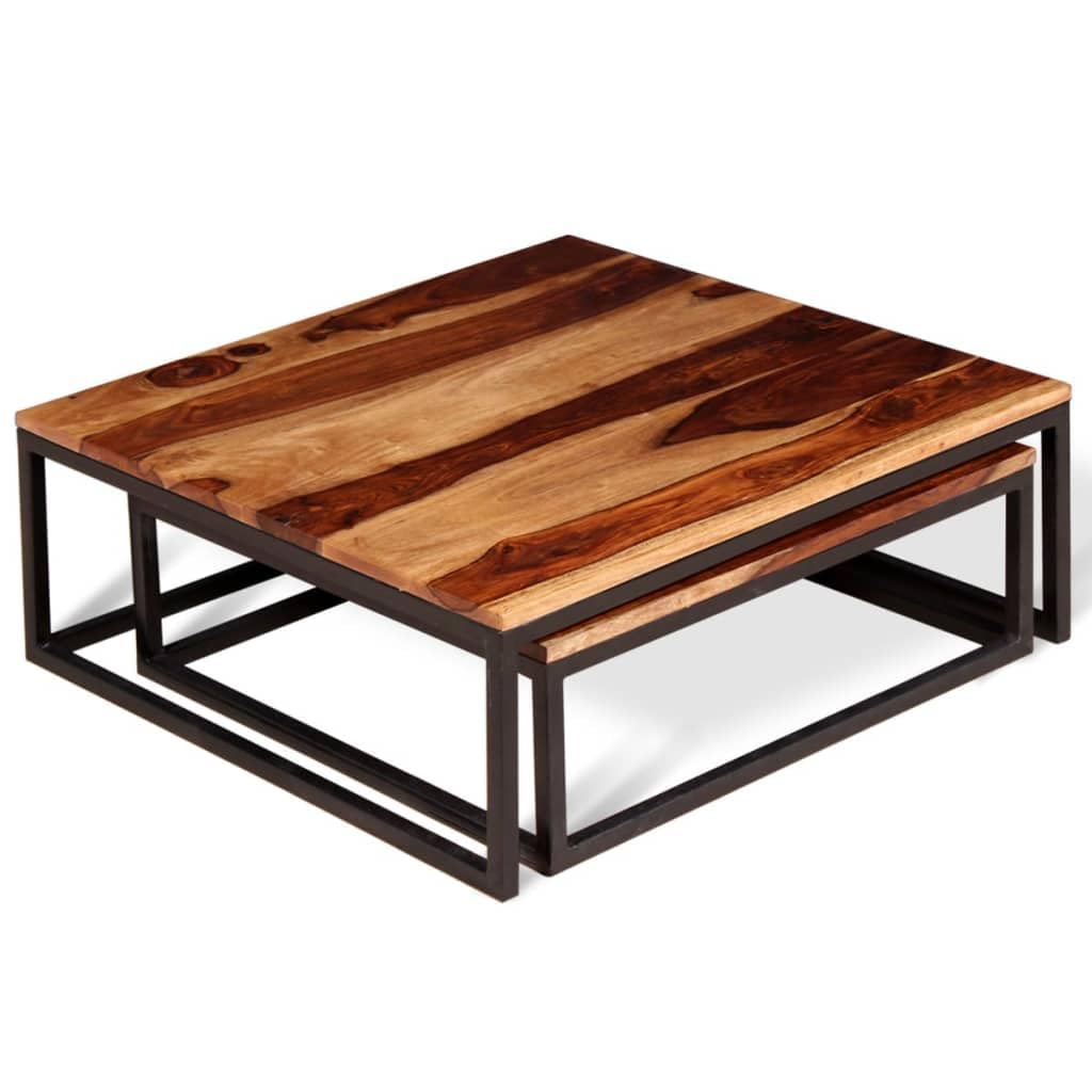 Solid Sheesham Wood Nesting Coffee Table Set V9100