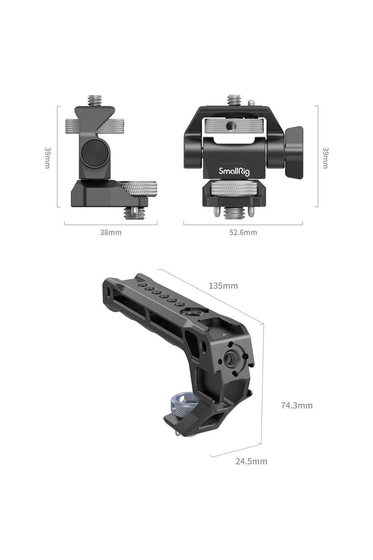Top Handle & Monitor Mount with 3/8"-16 Locating Holes U682