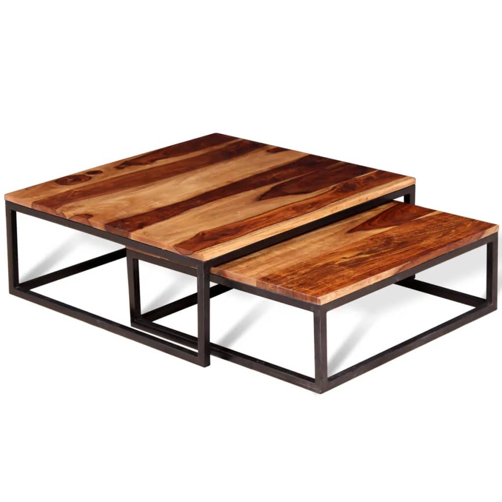 Solid Sheesham Wood Nesting Coffee Table Set V9100