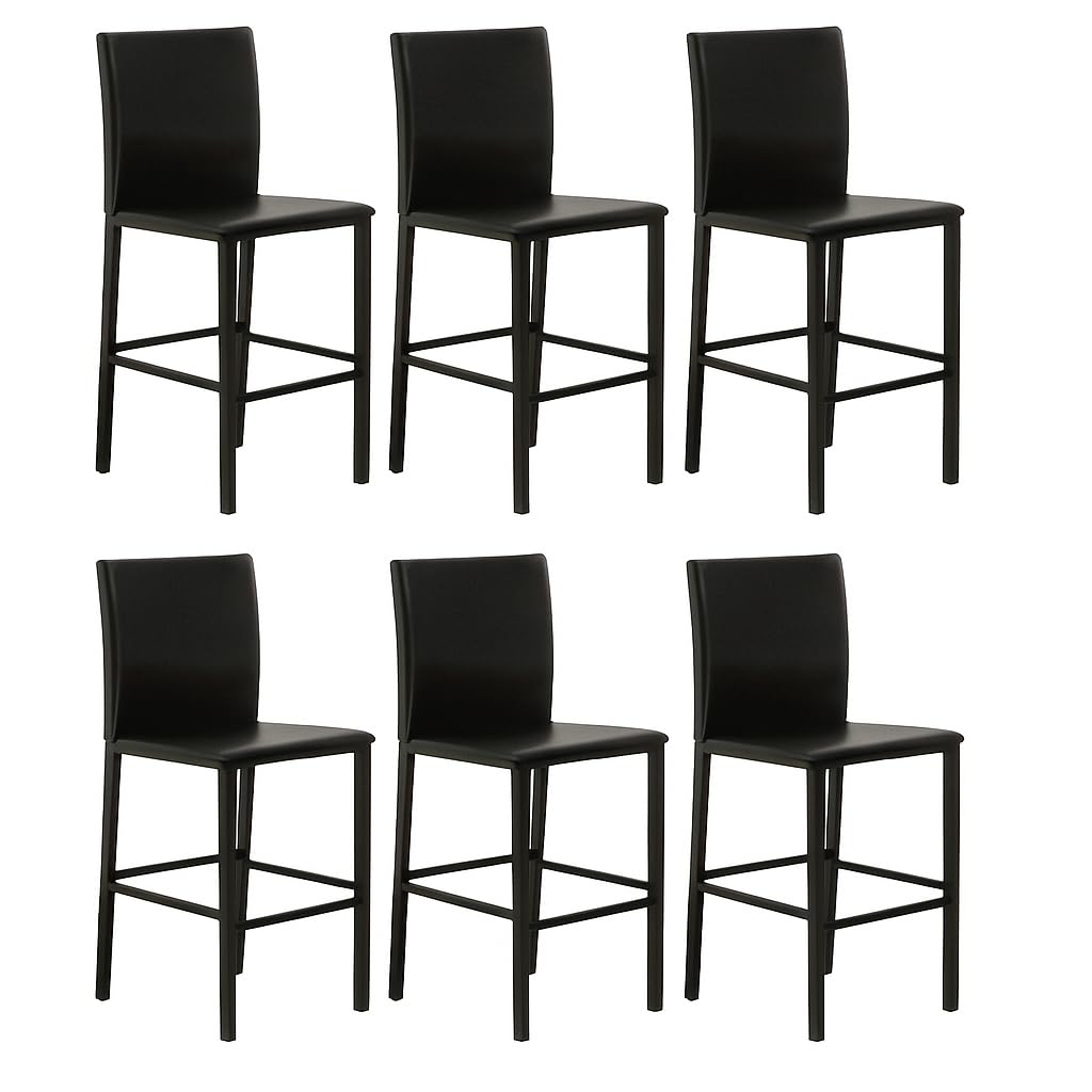 Black Faux Leather Barstools Set of 6 I772097