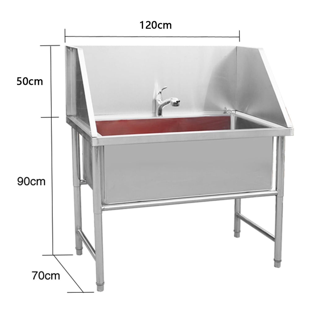 Stainless Steel Dog Grooming Bathtub with Faucet W53460