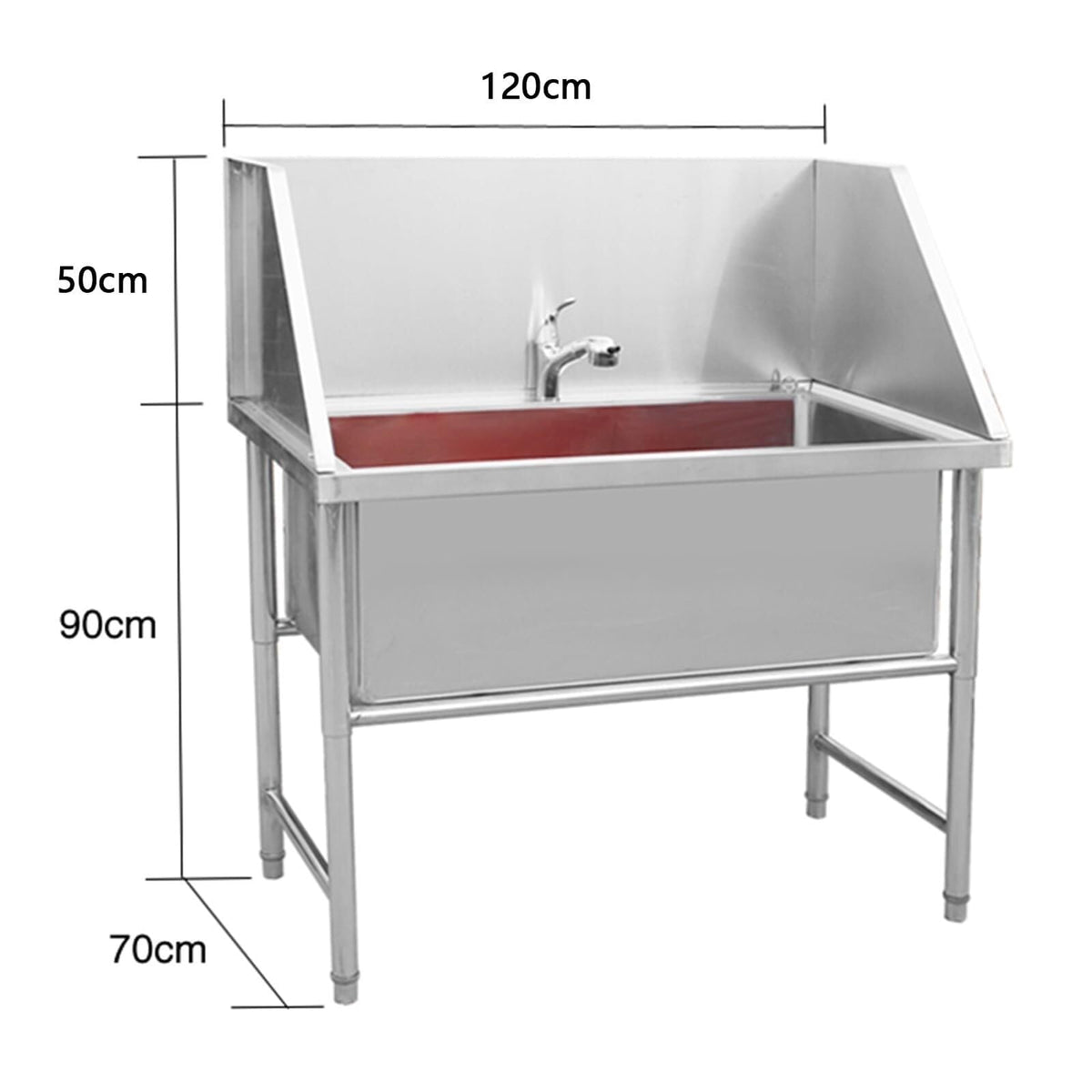 Stainless Steel Dog Grooming Bathtub with Faucet W53460