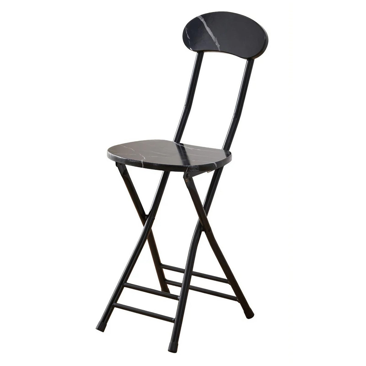 Folding Bar Stool with Backrest, 17.7inch Black F686538