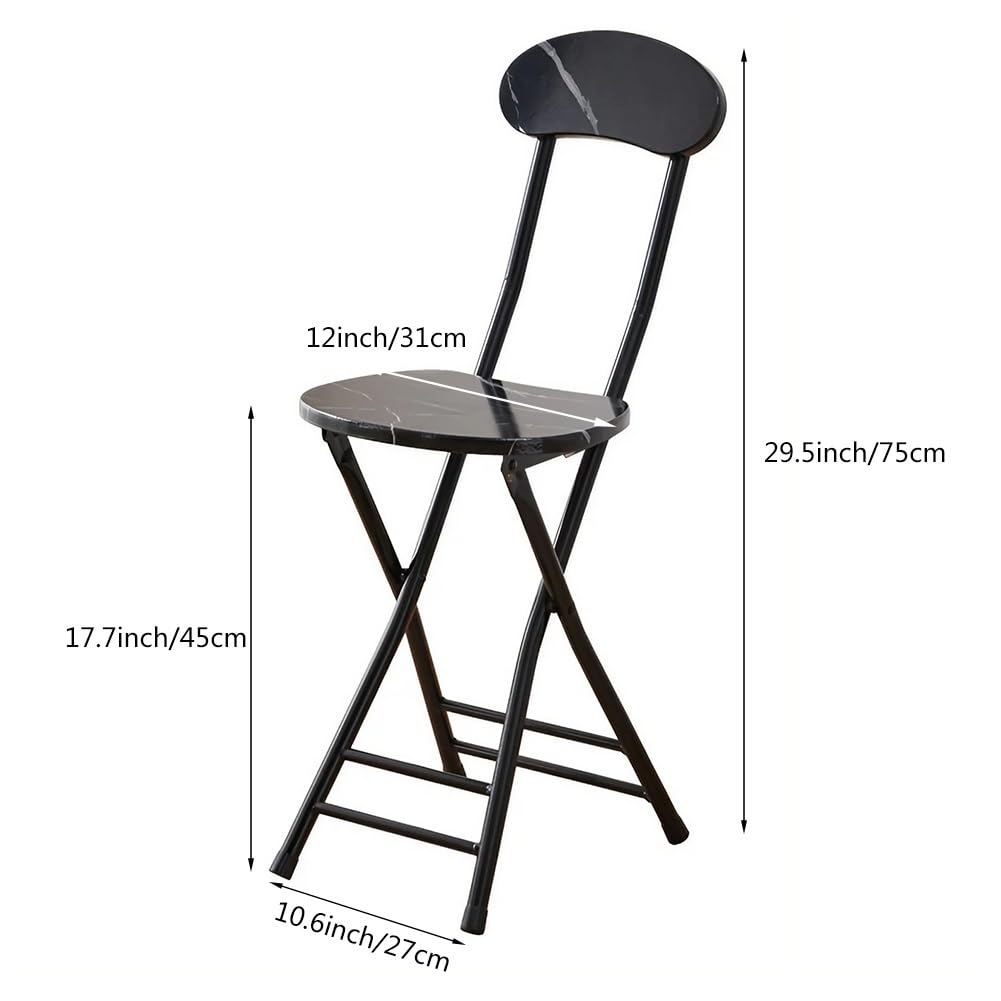 Folding Bar Stool with Backrest, 17.7inch Black F686538
