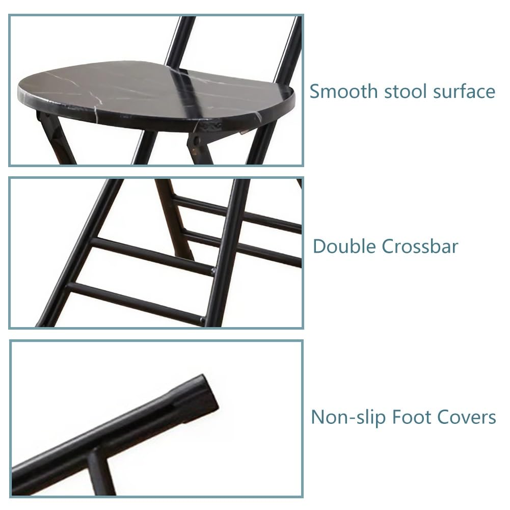 Folding Bar Stool with Backrest, 17.7inch Black F686538