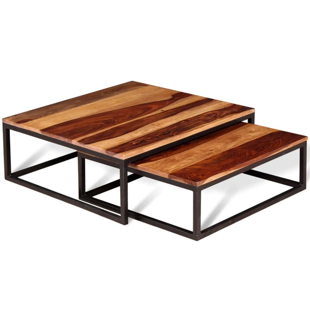 Solid Sheesham Wood Nesting Coffee Table Set V9100