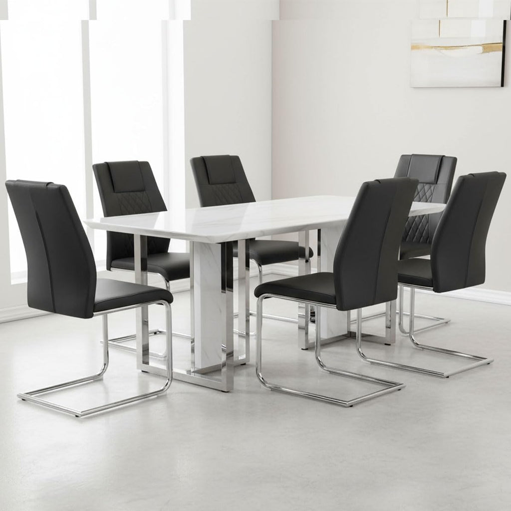 Black Faux Leather Dining Chairs Set 6 Z368198