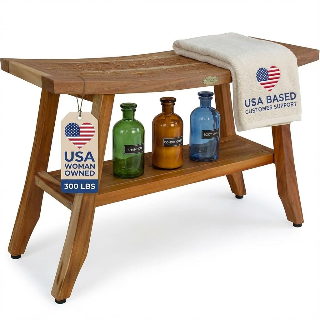 34-Inch Natural Teak Shower Bench E94017