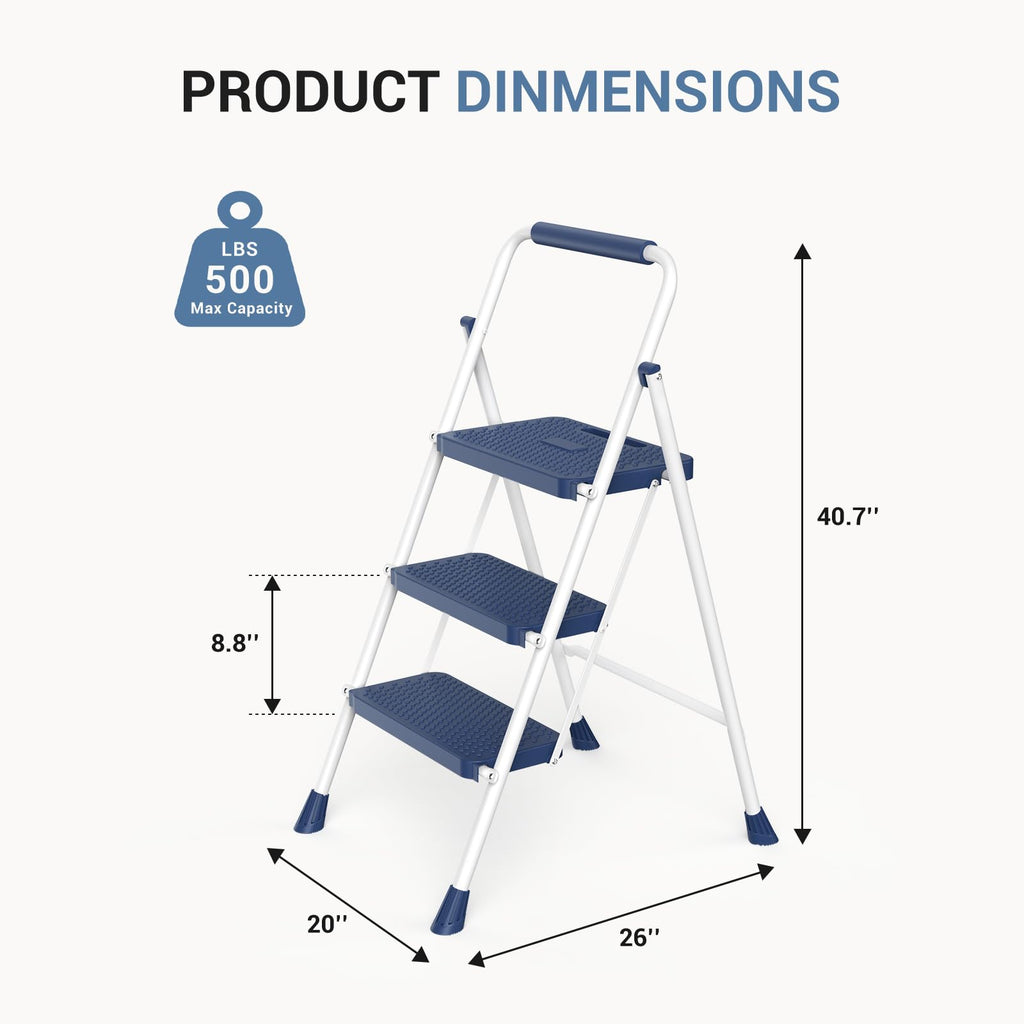 3 Step Anti-Slip Handrail 500lbs Step Ladder N98468