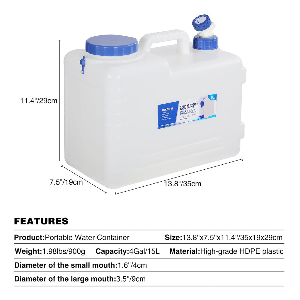 4 Gallon Portable Water Container with Spigot Q89095