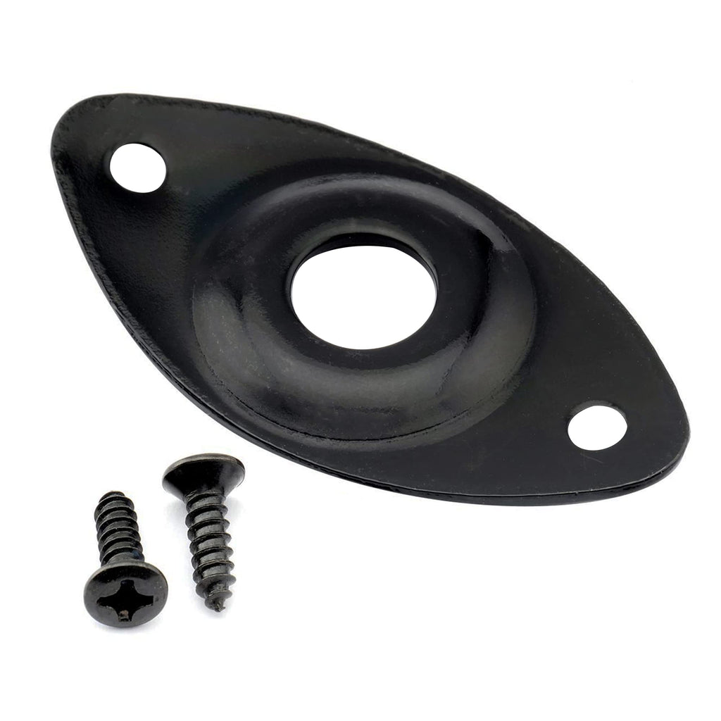 Black Curved Recessed Oval Guitar Jack Plate A9369