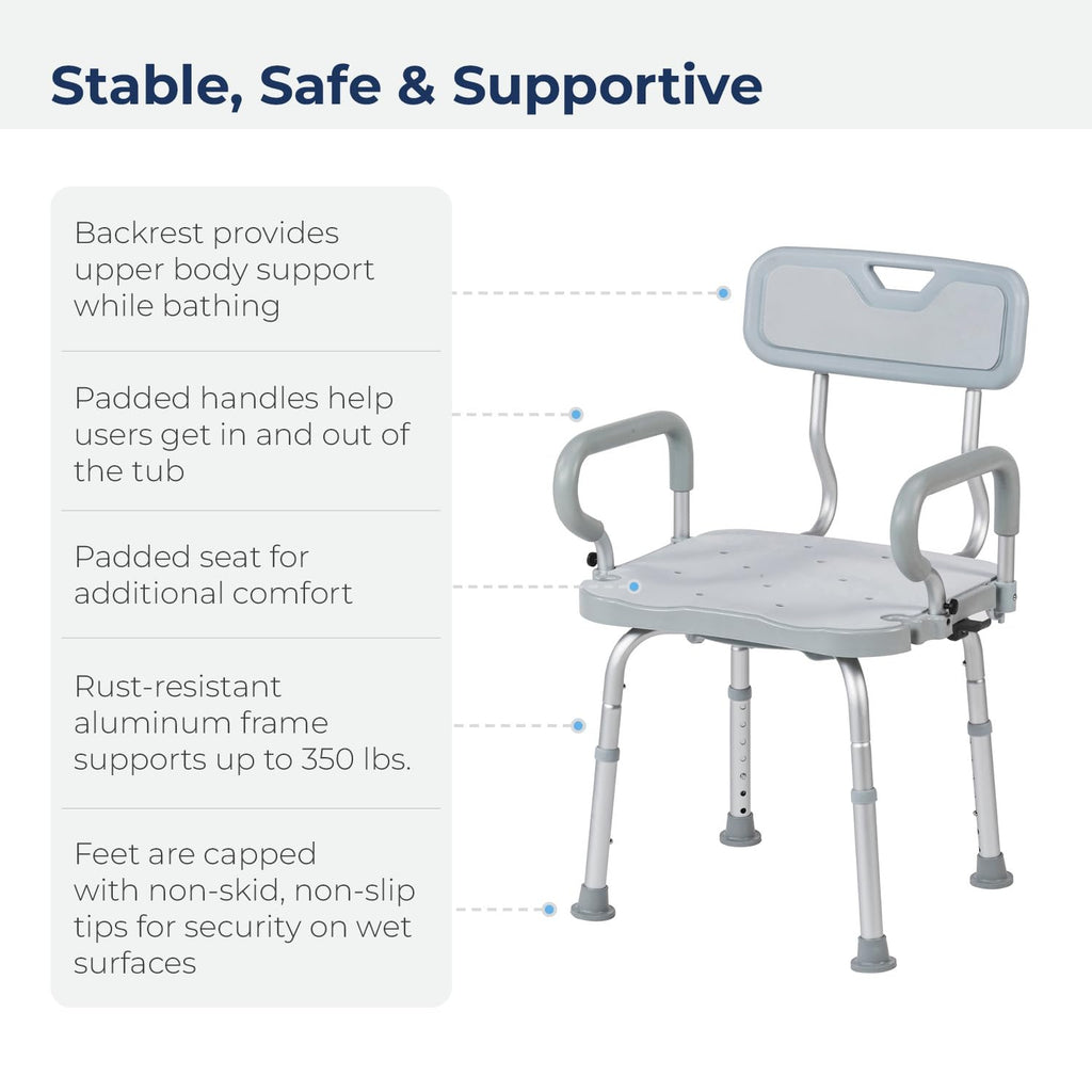 Gray Swivel Shower Chair with Arms and Back X52426