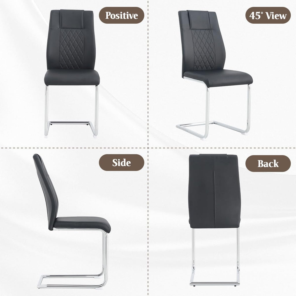 Black Faux Leather Dining Chairs Set 6 Z368198
