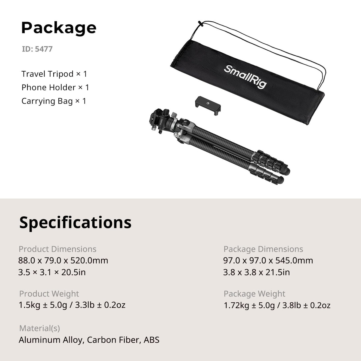 Carbon Fiber Video Tripod with Fluid Head A455