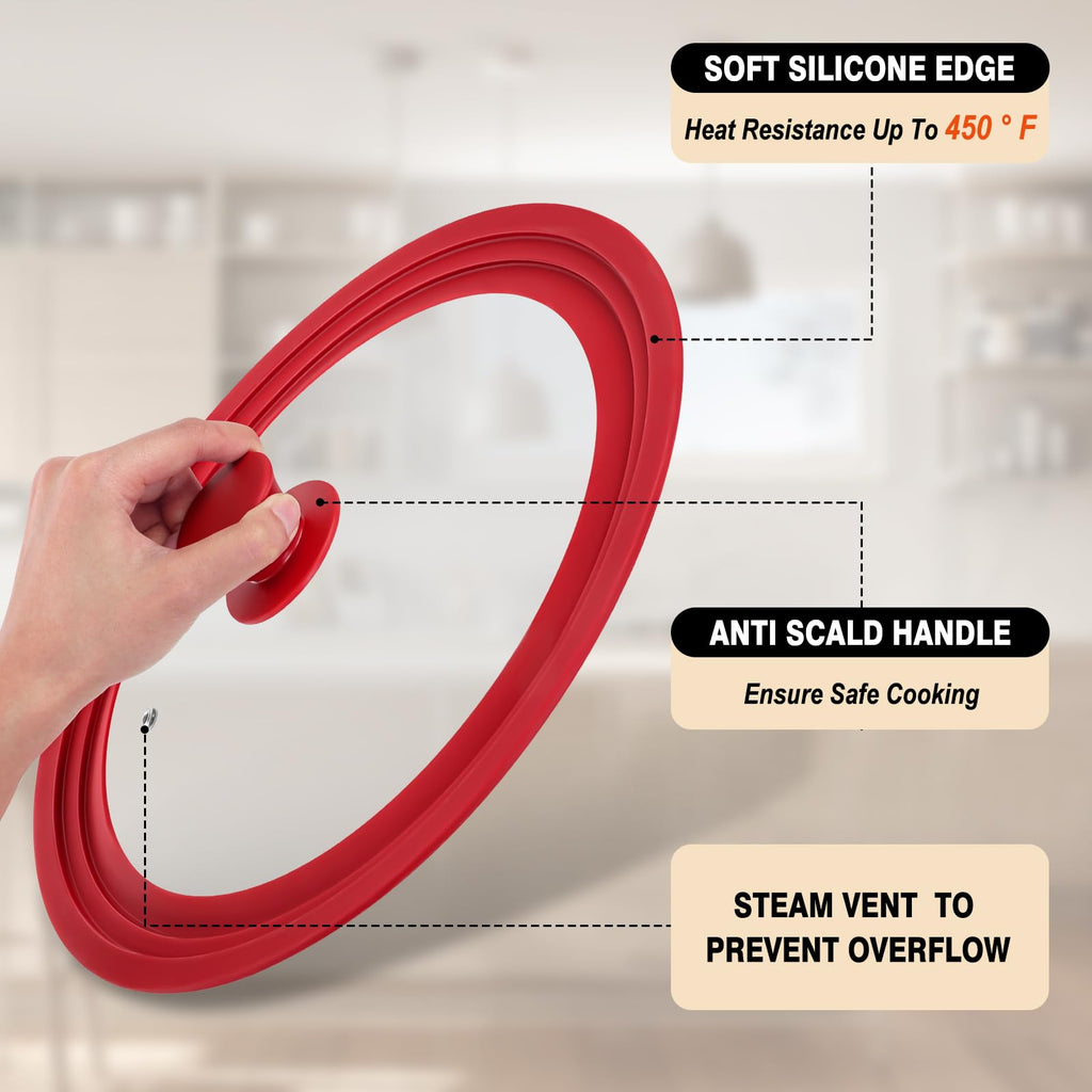 Universal Tempered Glass Pan Lid with Silicone Edge I92787