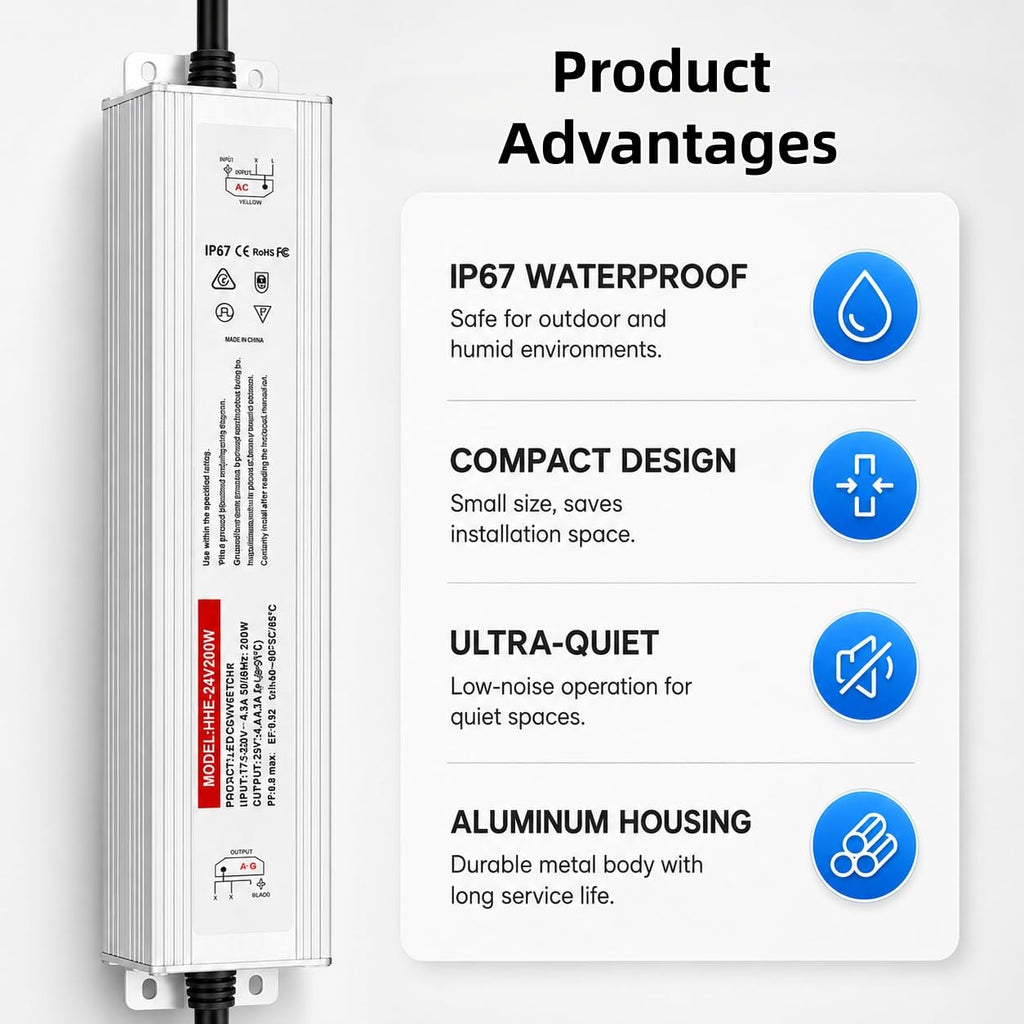 24V 200W IP67 Waterproof LED Power Supply B8451