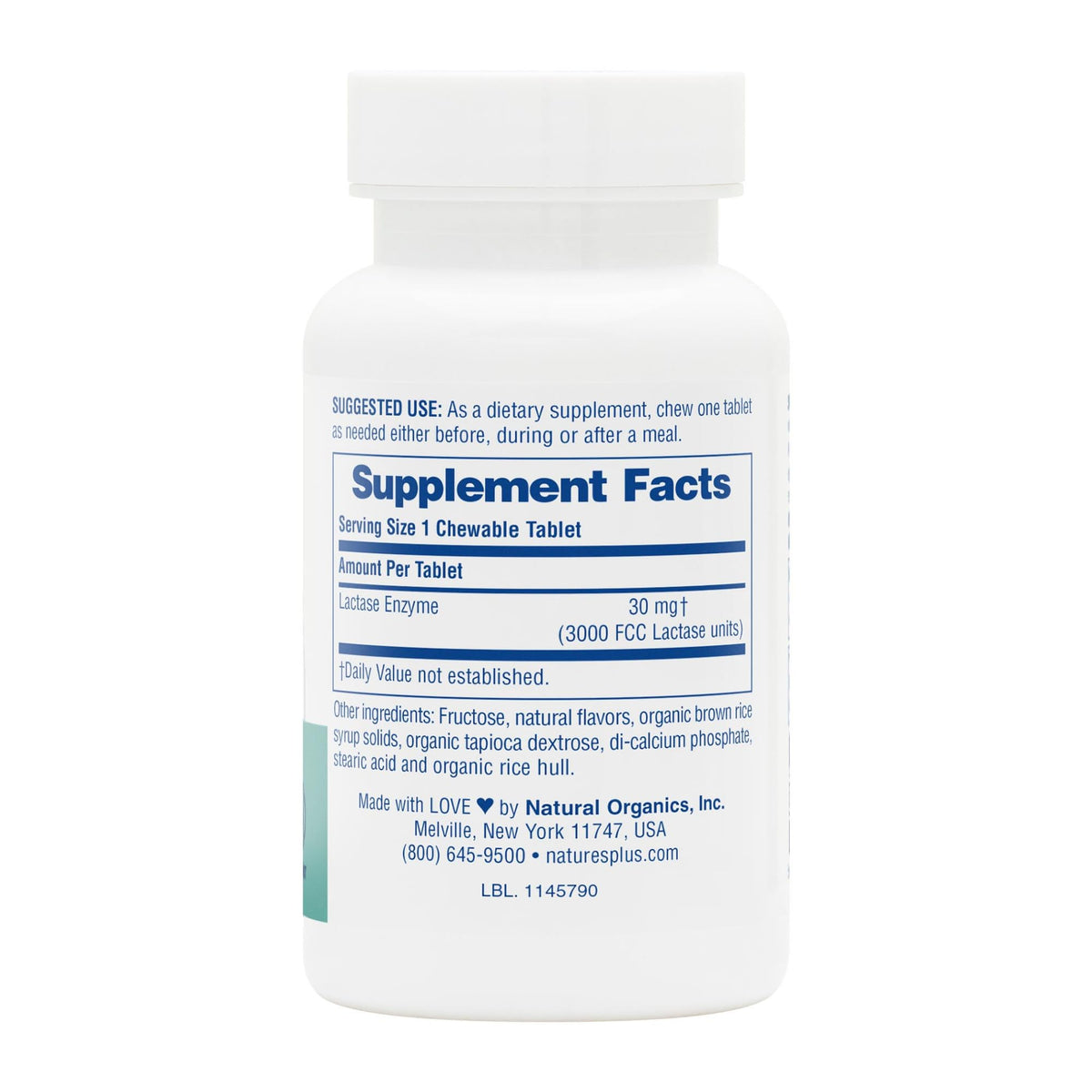 Natural Lactase Enzyme Chewable Tablets X62642