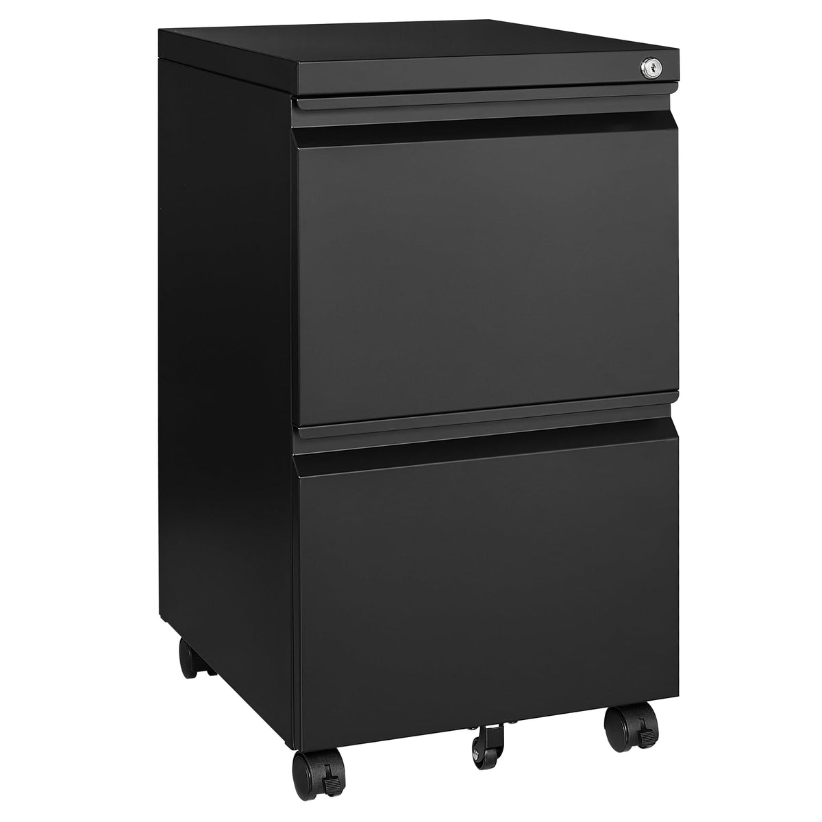2 Drawer Black Metal Mobile File Cabinet with Lock B9575