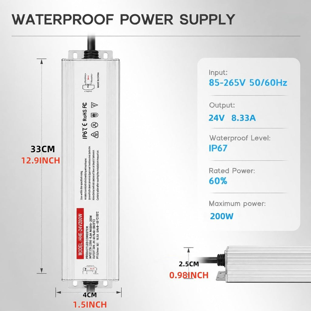 24V 200W IP67 Waterproof LED Power Supply B8451