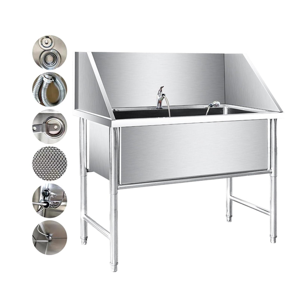 Stainless Steel Dog Grooming Bathtub with Faucet W53460