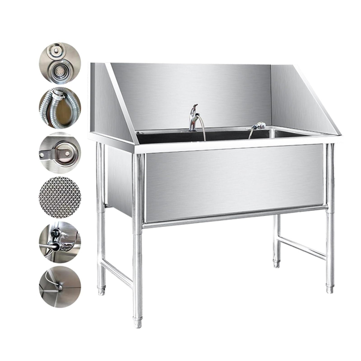 Stainless Steel Dog Grooming Bathtub with Faucet W53460