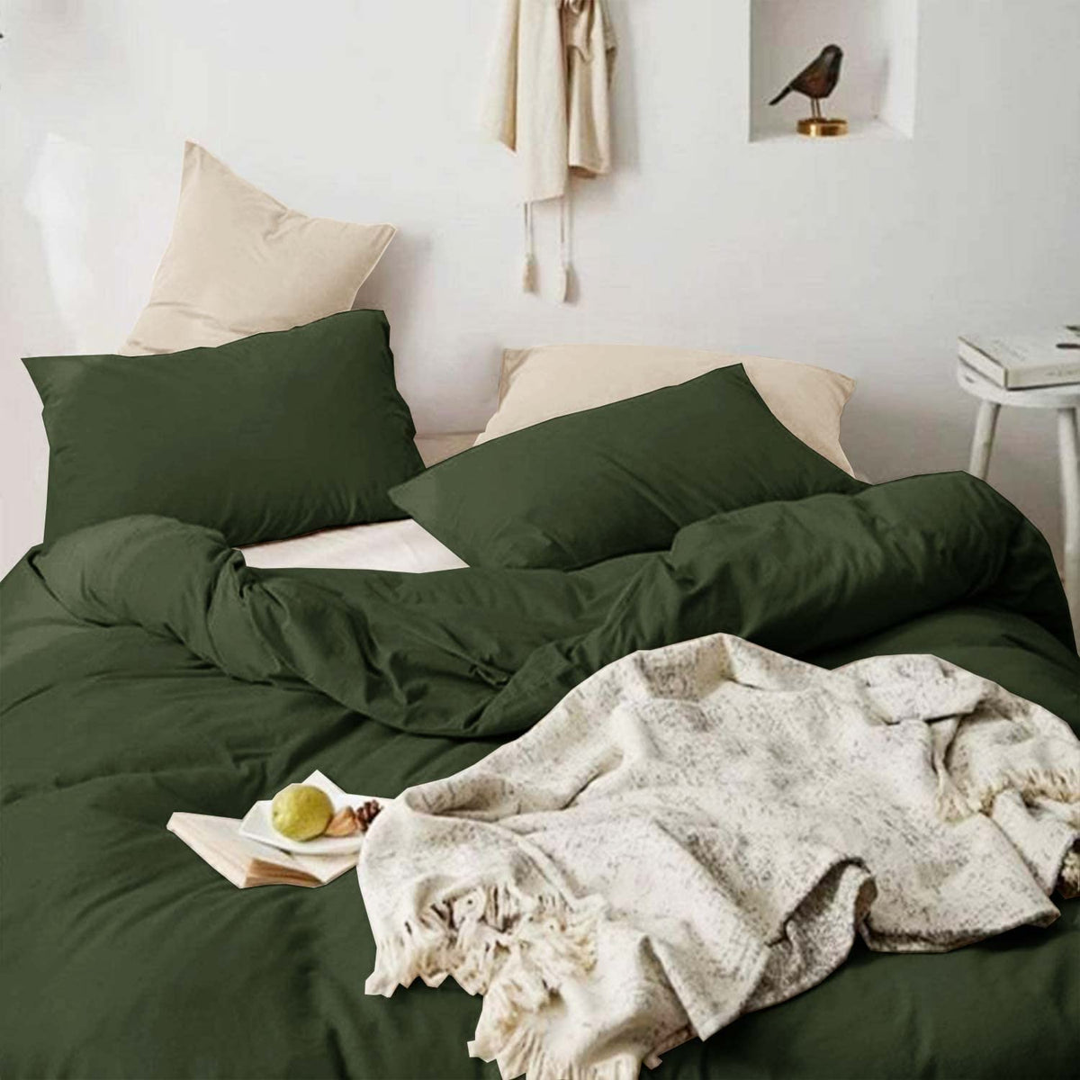 Dark Olive Green King Size 3 Piece Comforter Set W7311