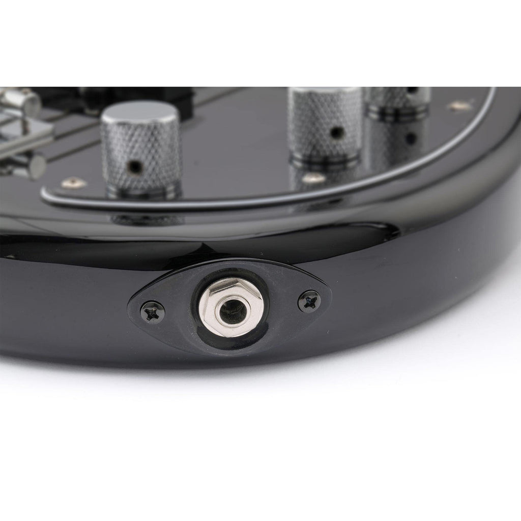 Black Curved Recessed Oval Guitar Jack Plate A9369