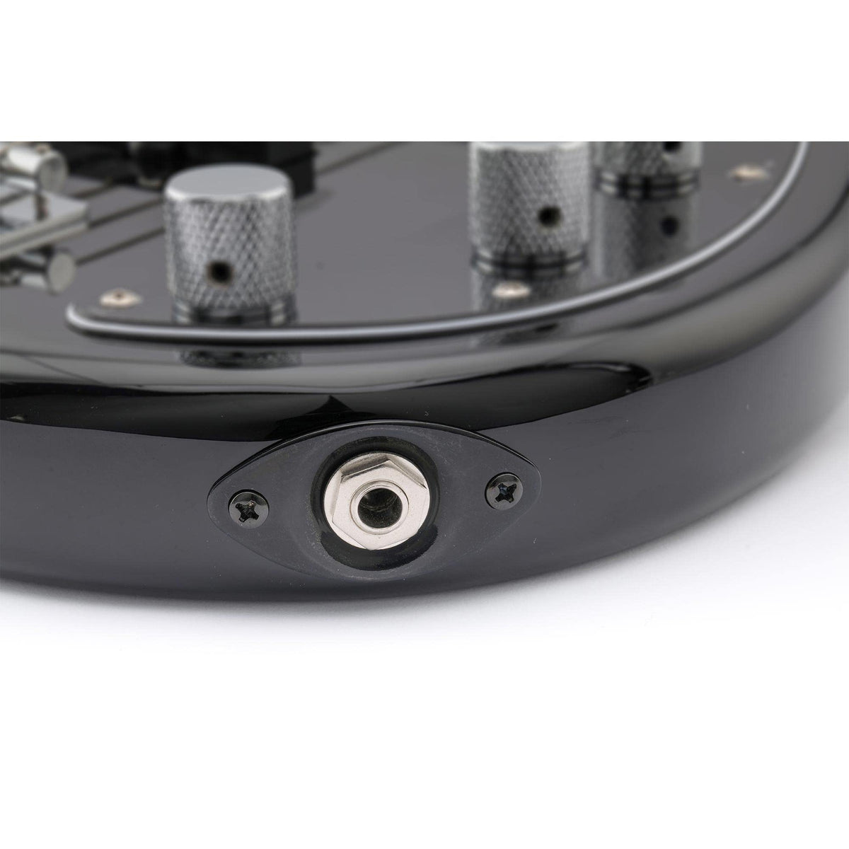 Black Curved Recessed Oval Guitar Jack Plate A9369