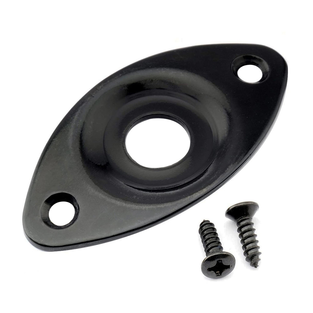 Black Curved Recessed Oval Guitar Jack Plate A9369