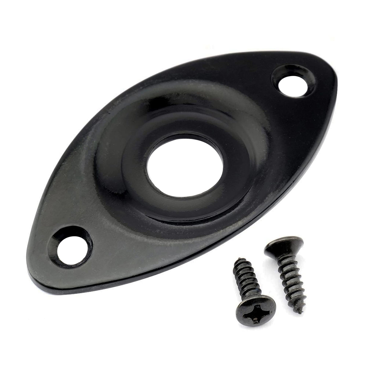 Black Curved Recessed Oval Guitar Jack Plate A9369