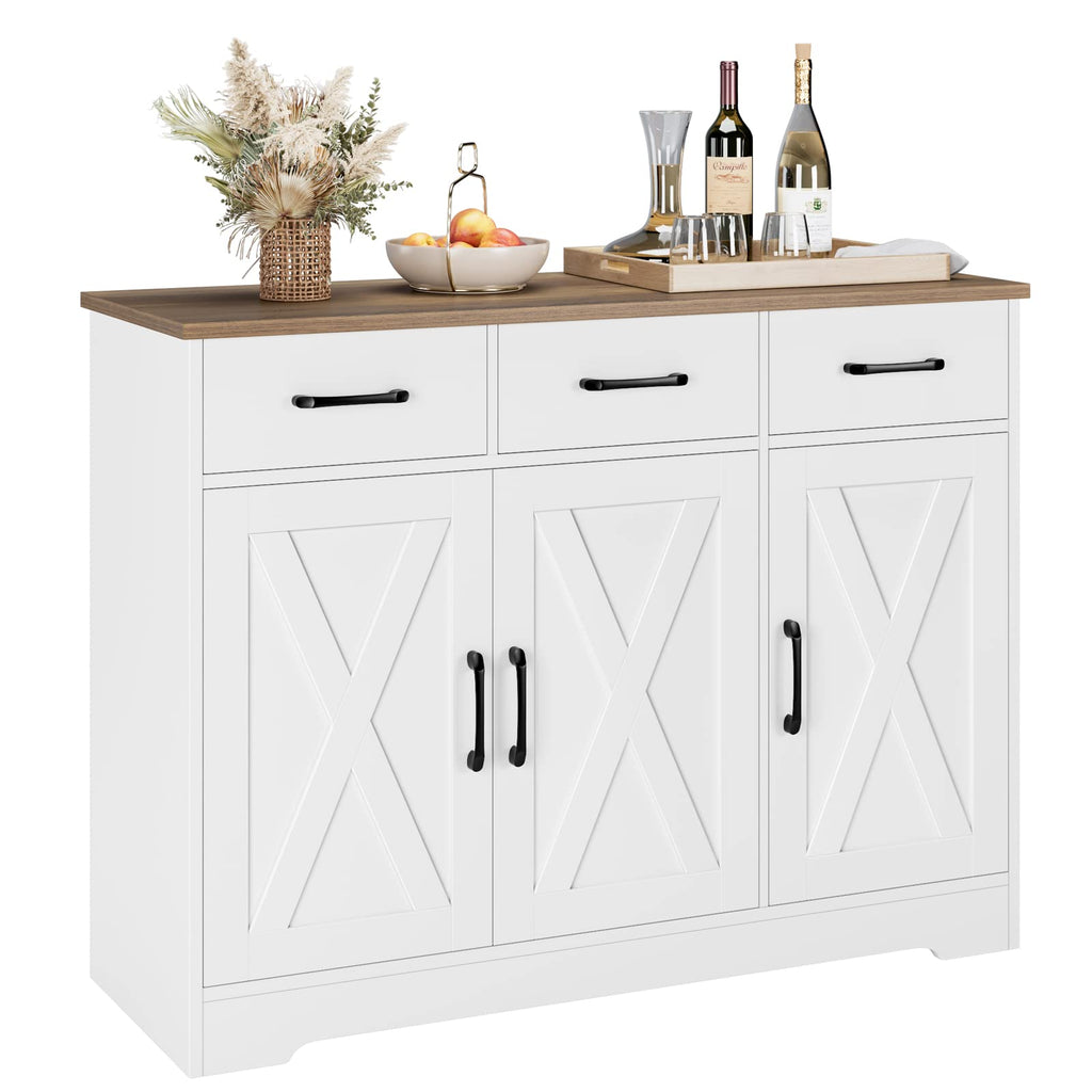 White Kitchen Buffet Cabinet with Storage Y866