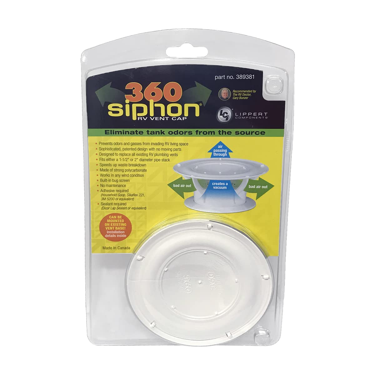 White RV Roof Vent Cap with Bug Screen R1217