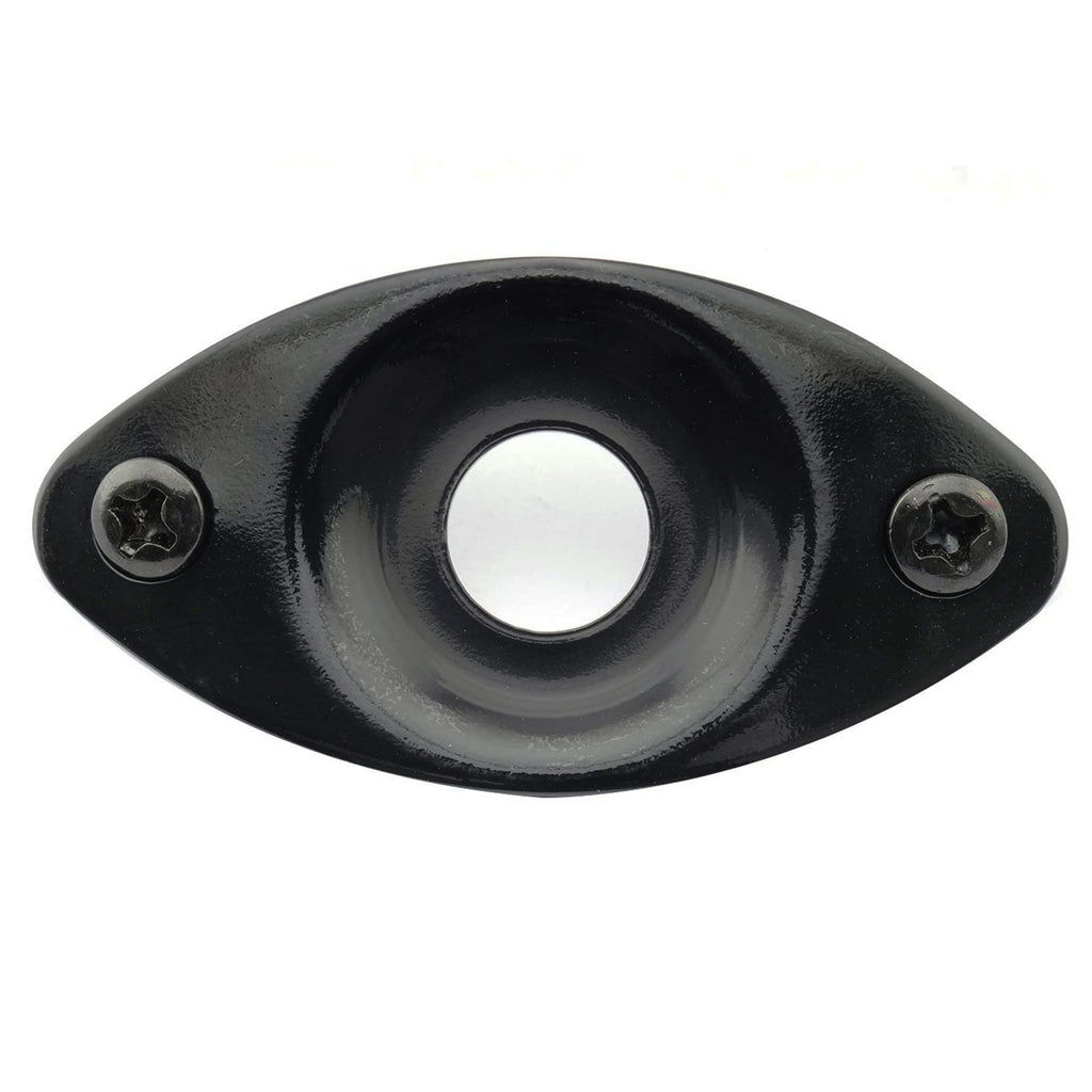Black Curved Recessed Oval Guitar Jack Plate A9369