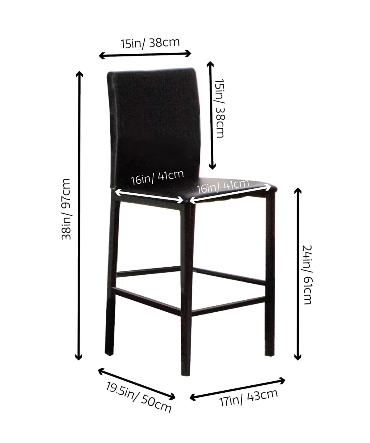 Black Faux Leather Barstools Set of 6 I772097