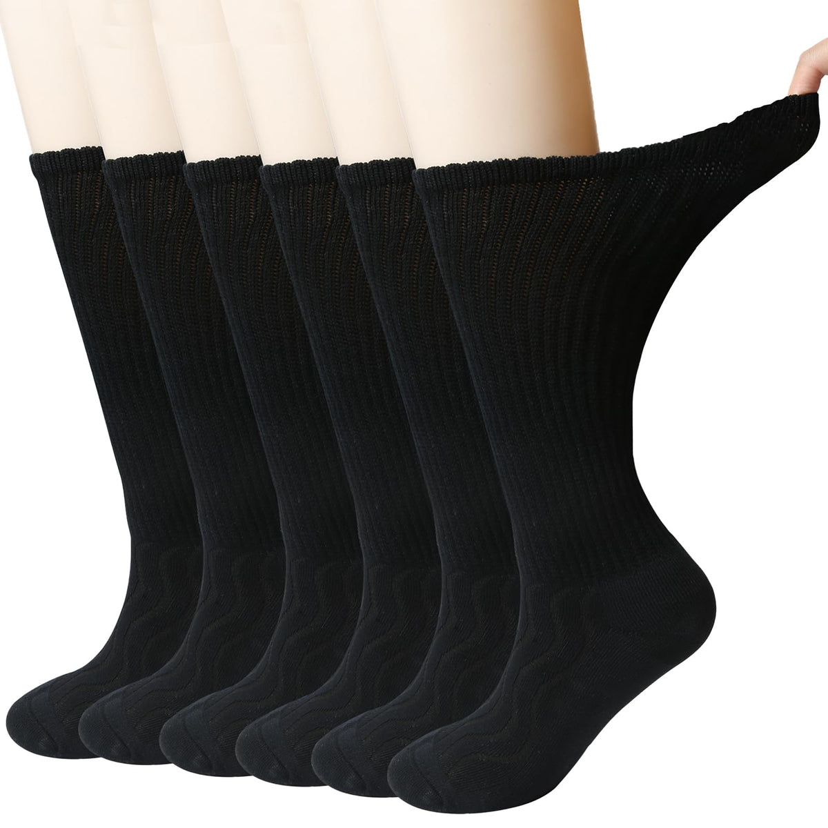 Bamboo Viscose Non-Binding Moisture Wicking Crew Socks With Seamless Toe V948