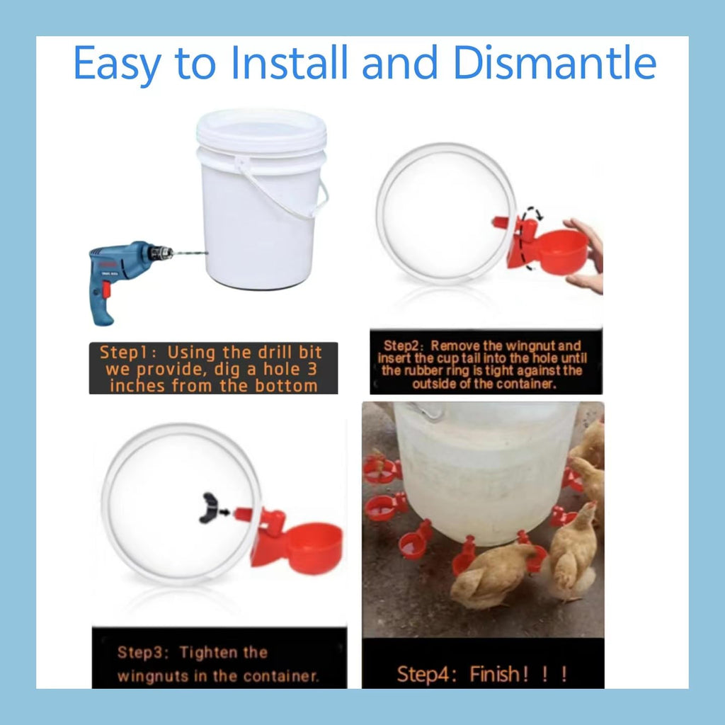 8 Pc Automatic Poultry Waterer Cups with Drill M821