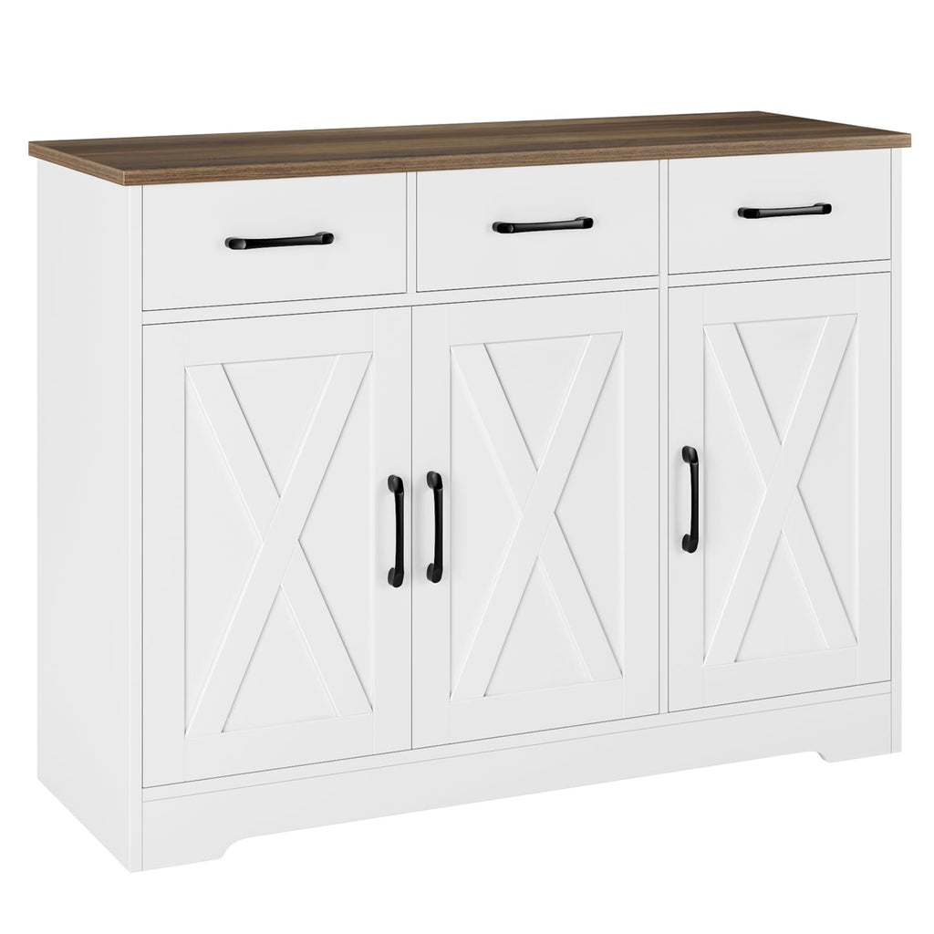 White Kitchen Buffet Cabinet with Storage Y866