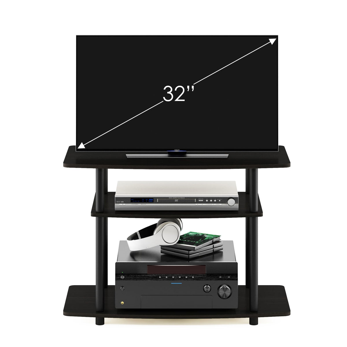 3-Tier Espresso Black TV Stand V15824