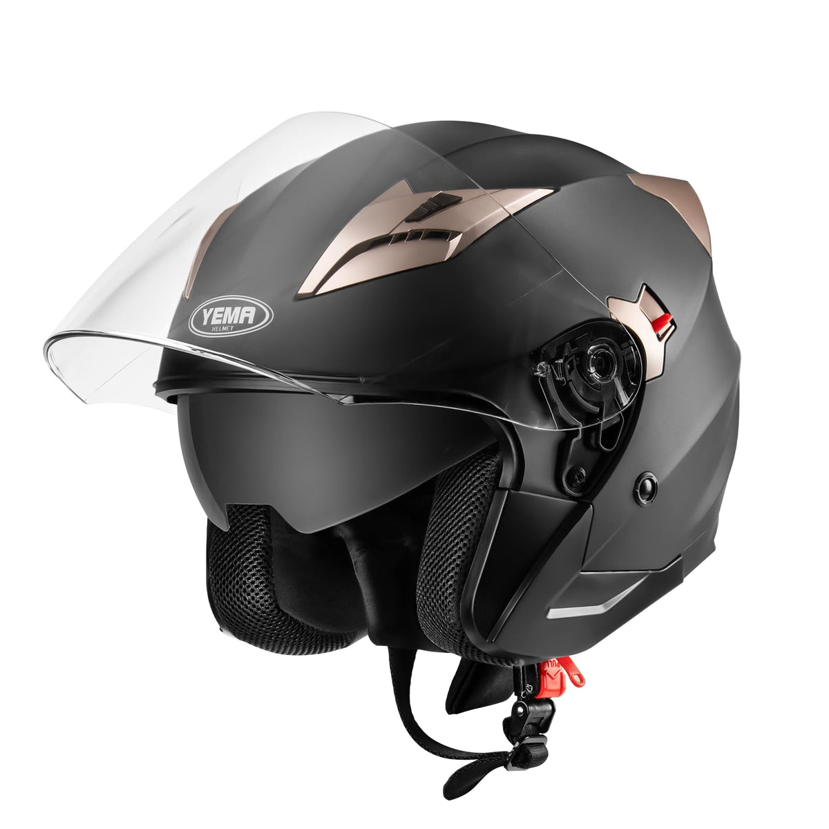 Open Face 3/4 Motorcycle Helmet DOT Approved Dual Visor M492