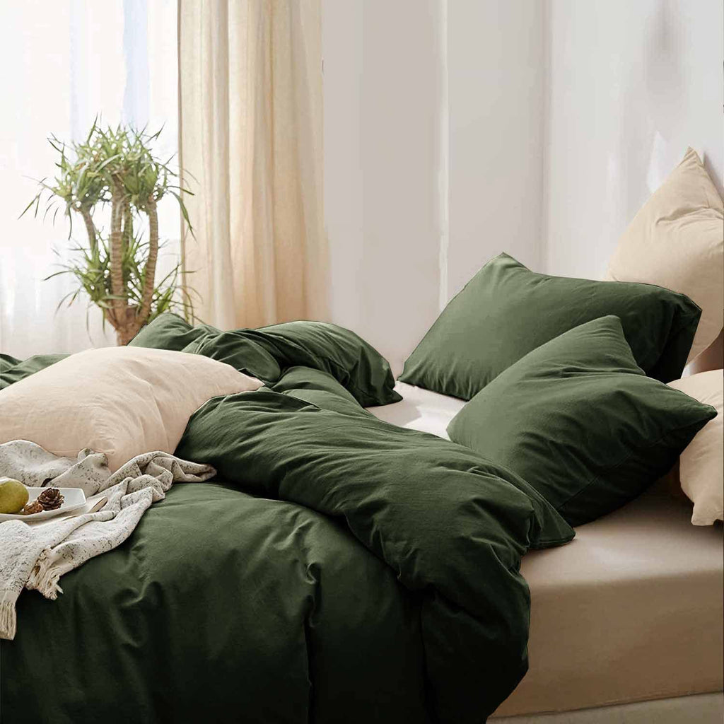 Dark Olive Green King Size 3 Piece Comforter Set W7311
