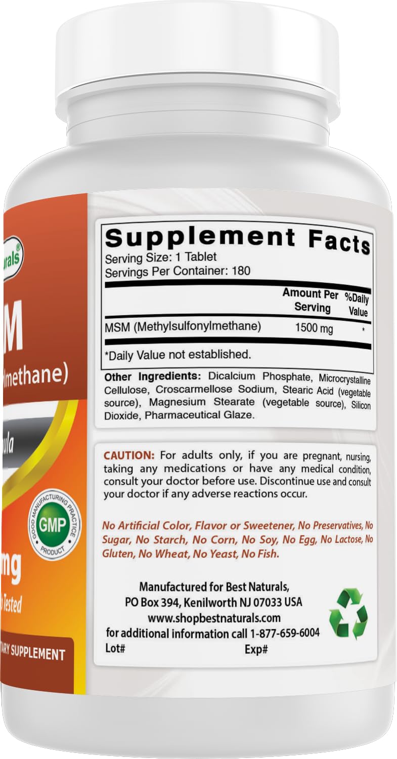 MSM 1500 mg 180 Tablets H795219