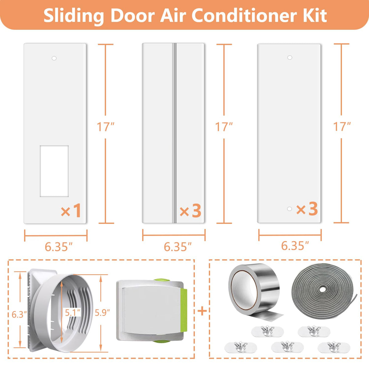 105" Sliding Door AC Vent Kit with Screen Net M3405