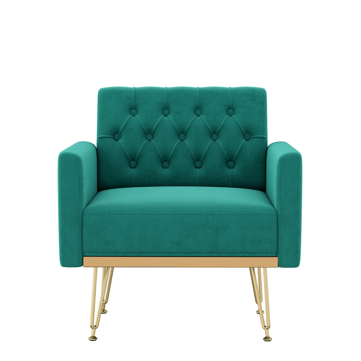 Oversized Velvet Tufted Accent Chair with Gold Legs Z27396
