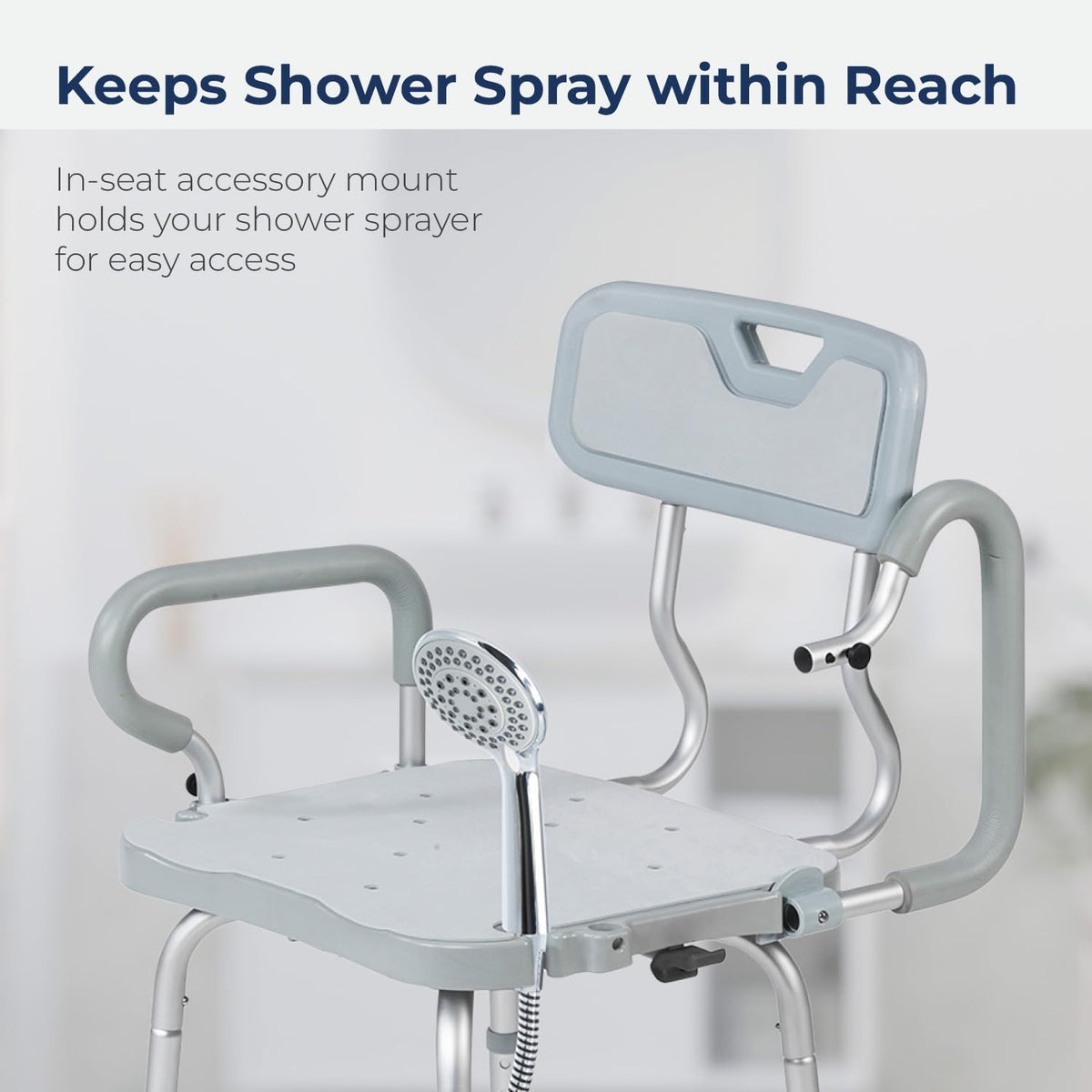 Gray Swivel Shower Chair with Arms and Back X52426