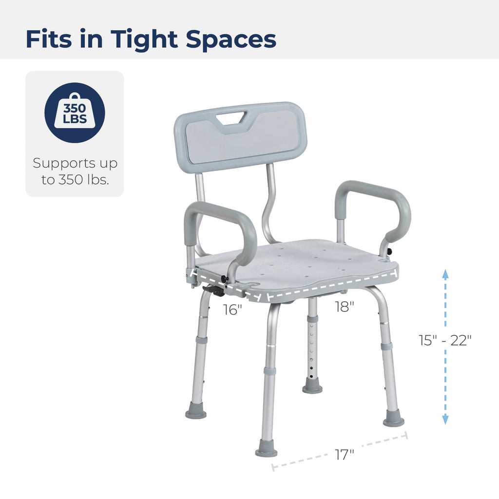 Gray Swivel Shower Chair with Arms and Back X52426