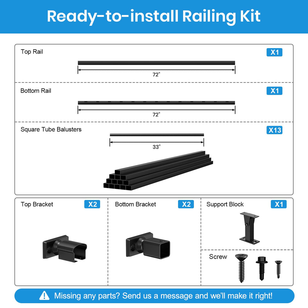 Black Aluminum Deck Railing Kit U4239