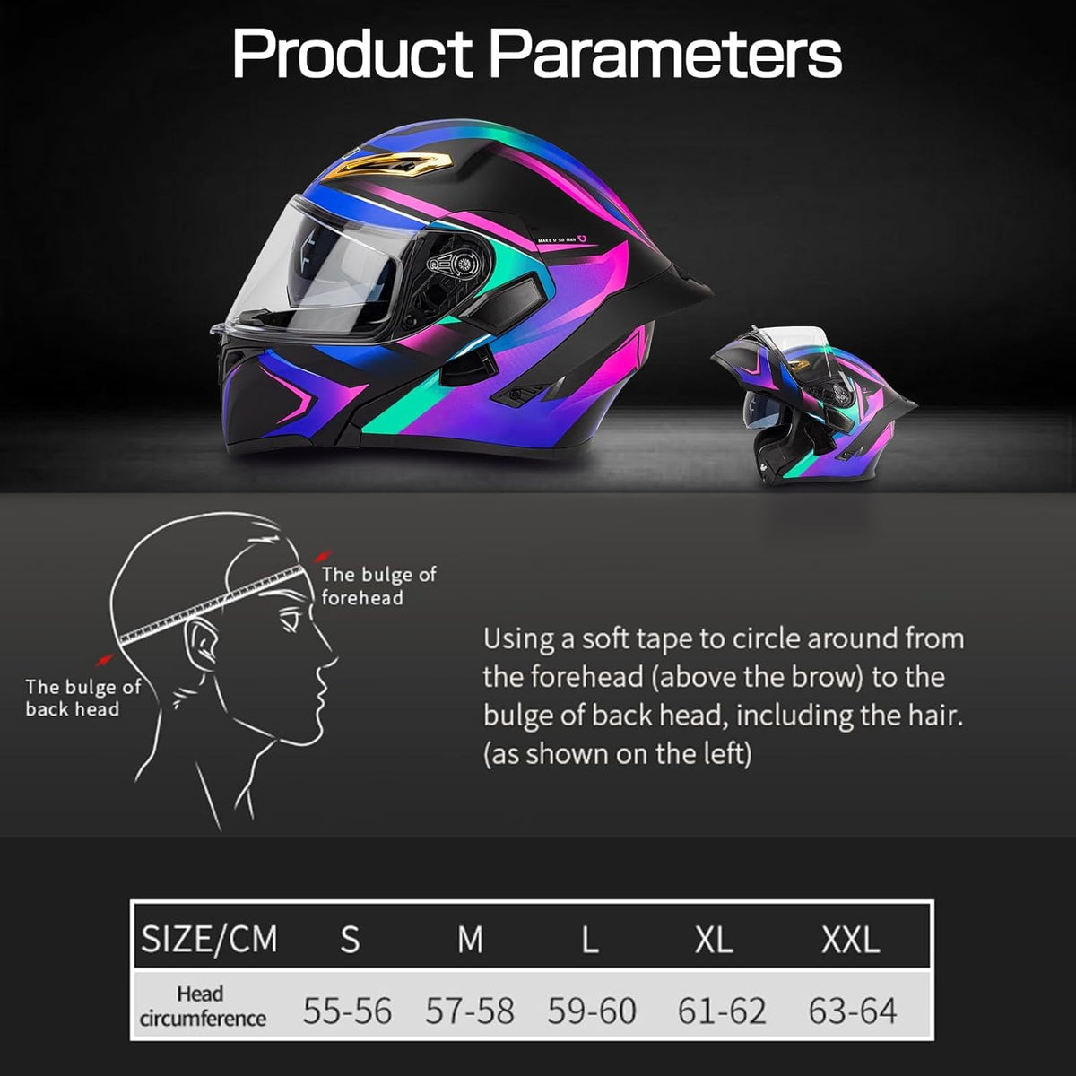 DOT Approved Flip Up Full Face Bluetooth Motorcycle Helmet I55262