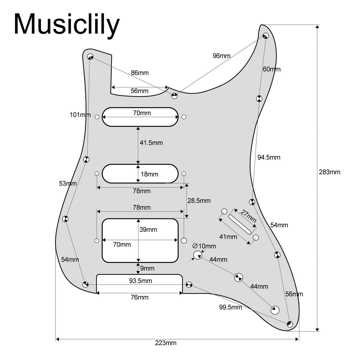 Black Pre-wired HSS Pickguard Set Z643