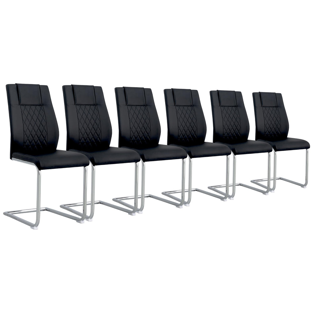 Black Faux Leather Dining Chairs Set 6 Z368198